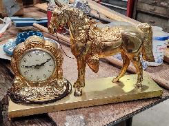 United Brass Horse Mantle Clock