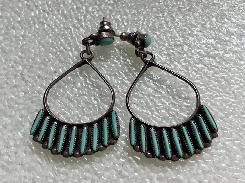 Zuni S/W Turquoise & Silver Earrings