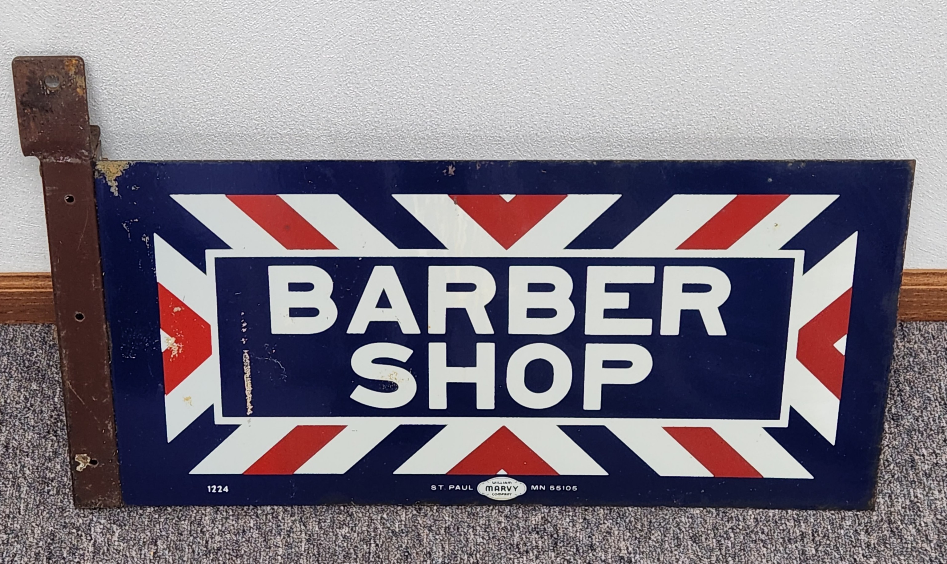 Item: Porcelain Barber Shop Sign