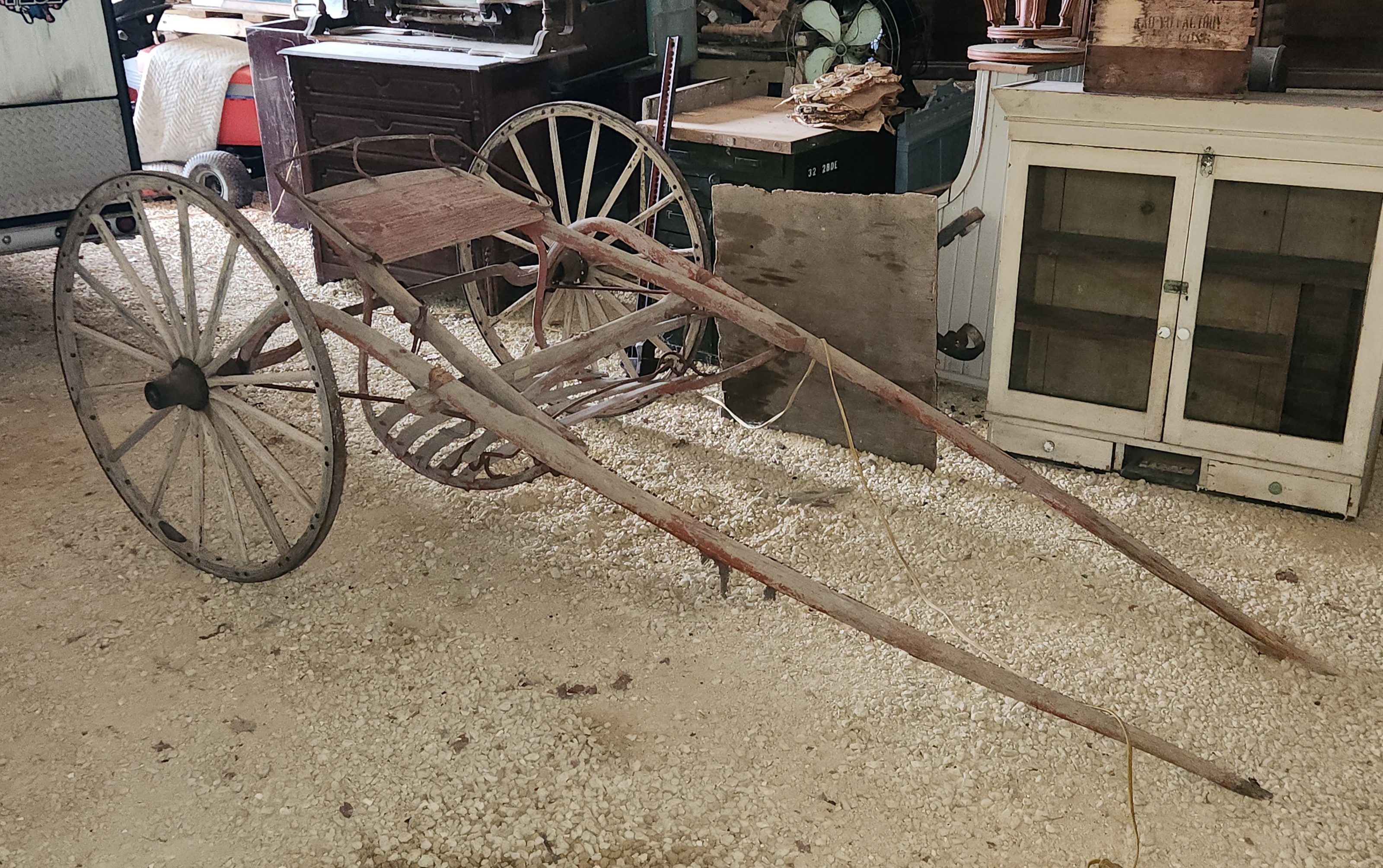 Item: Wooden High Wheel Horse Sulkys