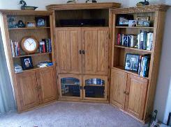  Custom Oak Corner Sectional and Bookcase