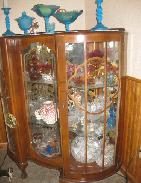 French Curved Glass China Closet