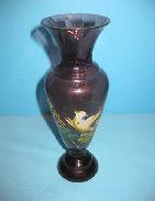 Amethyst Bristol Enamel Painted & Decorated Vase