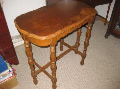 Art Deco Oval Walnut 6-Leg Parlor Table