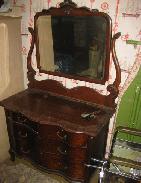  Oak Serpentine Dresser w/Fancy Wishbone Mirror