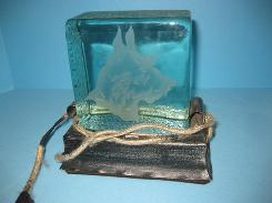 Scottie Etched Glass Block TV Lamp