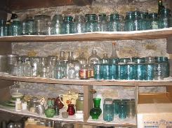 Aqua Fruit Jars w/Zinc & Bale Glass Lids