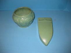 Green Art Pottery Wall Pocket