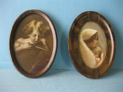 Cupid Asleep Litho in Oval Little Frame