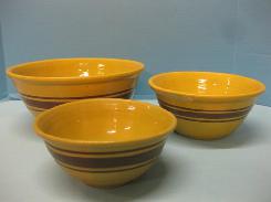 Creamware Brown Band Mixing Bowl Set