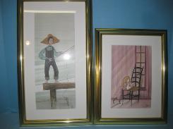 Pair of Matted and Framed Water Colors 