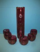 Cranberry Glass Liqour Set