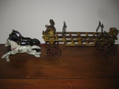 Early Cast Iron Fire Dept. Ladder Wagon