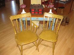Early Set of Stensil Decorated Arrow Back Chairs