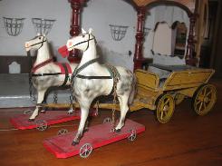  Early German Decorated Horse & Stable Set