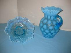 Blue Opalescent Fluted 9 Candy Dish 