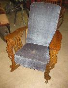 Carved Lion�s Head Oak Rocking Chair