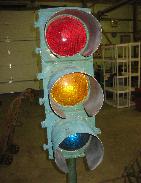 3 Light Traffic Signal on Iron Post 