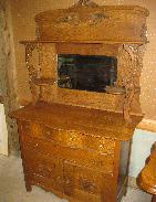 Fancy Oak Mirrored Side Board