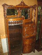 Carved Oak Secretary/China Closet