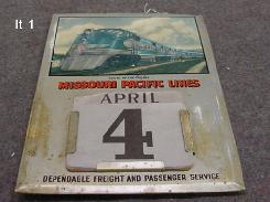 Metal MIssouri Pacific Lines Calendar