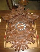 Black Forest German Carved Walnut Wall Clock 