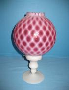Cranberry Opalescent Shade Candle Lamp