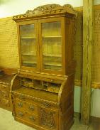  Oak Cylinder Bookcase/Writing Desk
