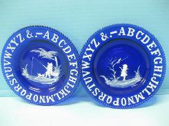 Mary Gregory Cobalt ABC Child's Plates