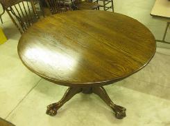 Round Oak Pedestal Claw Foot 48 Dining Table 