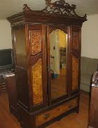  French Highly Carved Walnut Burled Armoire 