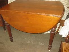 Country Walnut Oval Drop Leaf Kitchen Table