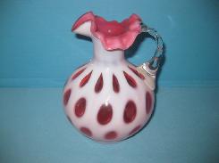 Cranberry Opalescent Fluted Pitcher