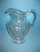 Early Heavy Crystal Etched & Cut Glass Water Pitcher