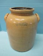 3 Gallon P. R. Fell & Co. Brown Galze Crock w/ Applied Handles