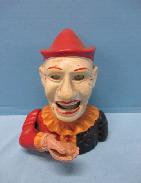 Cast Iron Clown Bank 