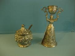 Embossed Silver-Like Fancy Sugar & Spoon