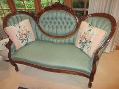  Victorian Shield Back Carved Walnut Sofa Set