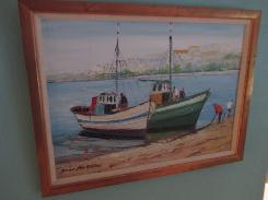 Portuguese Oil on Canvas in Copper Frame 