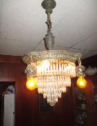 Victorian Cast Brass & Prism Chandelier
