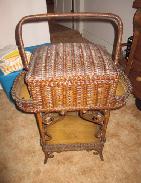 Wicker Fancy Lift Top Sewing Box/Stand