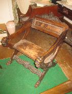 Lions Head Carved Walnut Low Chair