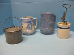 Blue & Gray Stoneware Dutch Pitcher