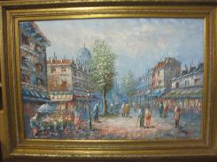 Burnett Oil on Canvas Metropolitan Scene