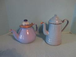 Robin's Egg Blue Enameled Tea Pots