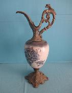 Flow Blue and Brass Ewer