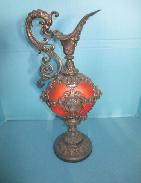 Ornate Brass & Rose Glass Ewe 
