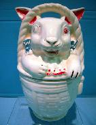 Bunny in Basket Stoneware Cookie Jar