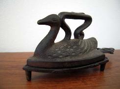 Child's Swan Sad Iron & Trivet