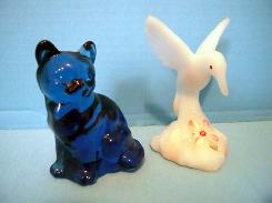 Fenton Cobalt Cat Paperweight